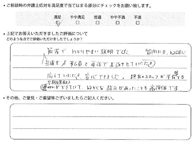 交通事故のご相談を頂いたお客様の声