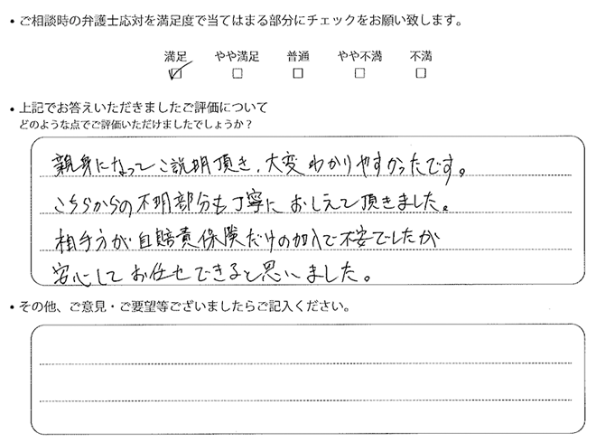 交通事故のご相談を頂いたお客様の声